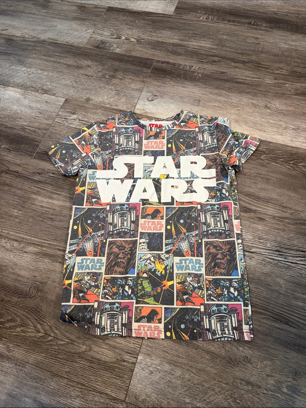 M&S Star Wars White Logo All-Over Comic Panel Kids Tee